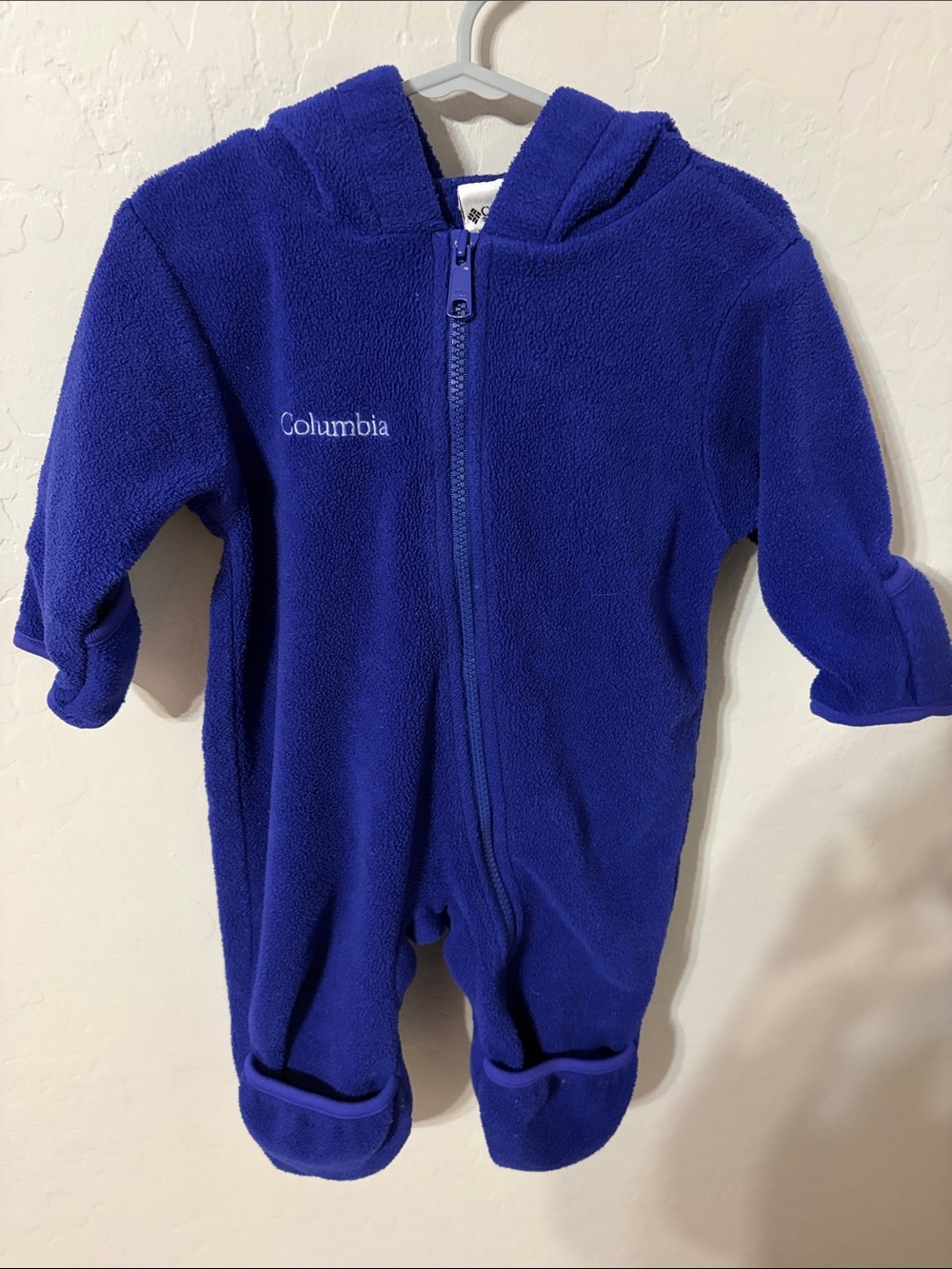 Columbia Royal Blue Hooded Fleece Footed One-Piece